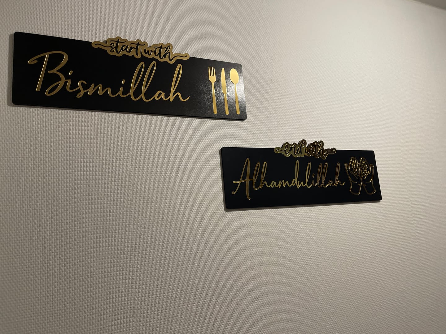 Customer photo review of Start with Bismillah, End with Alhamdulillah - Wooden Islamic Wall Art