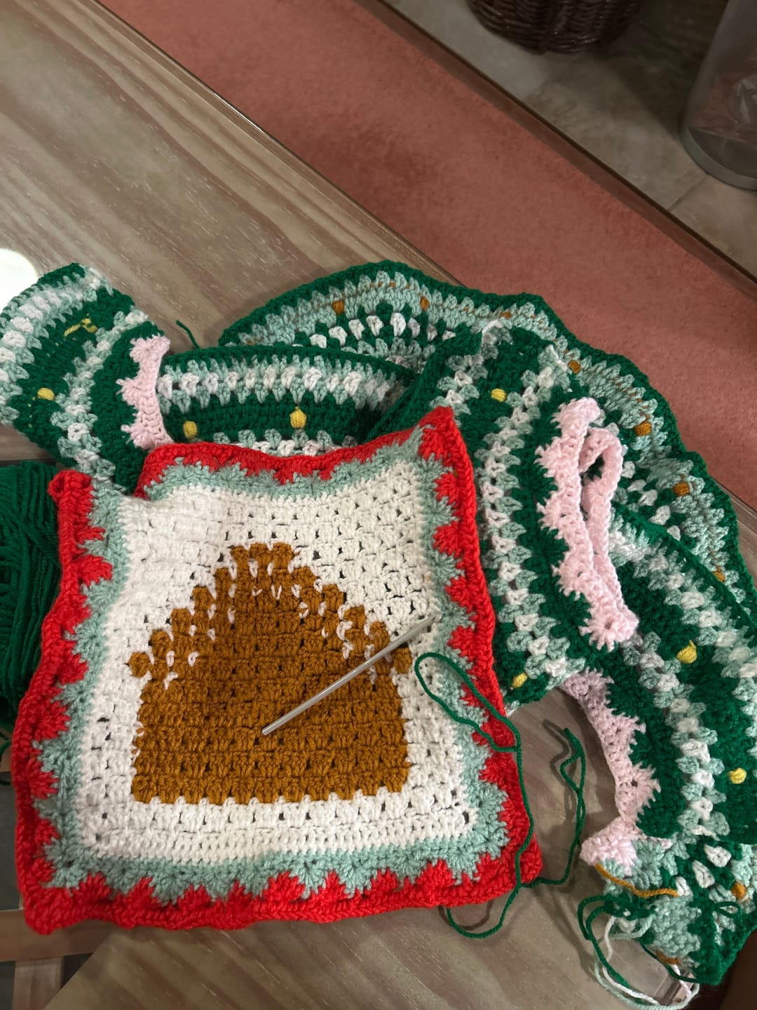 Customer photo review of Gingerbread Blanket Yarn Pack, Free Pattern & Video