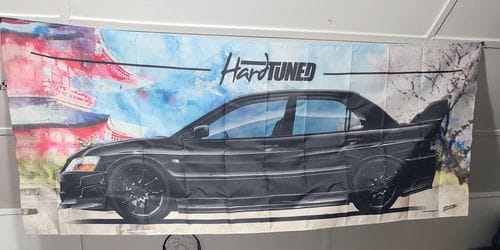 Customer photo review of Mitsubishi Evolution 9 Garage Flag