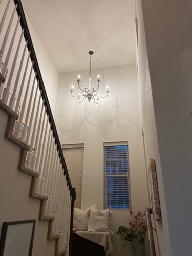 Customer photo review of Farmhouse 6 Light Wood Weathered Anchor Chandelier