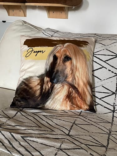 Customer photo review of Photo avec rayures aquarelles - Coussin personnalisé