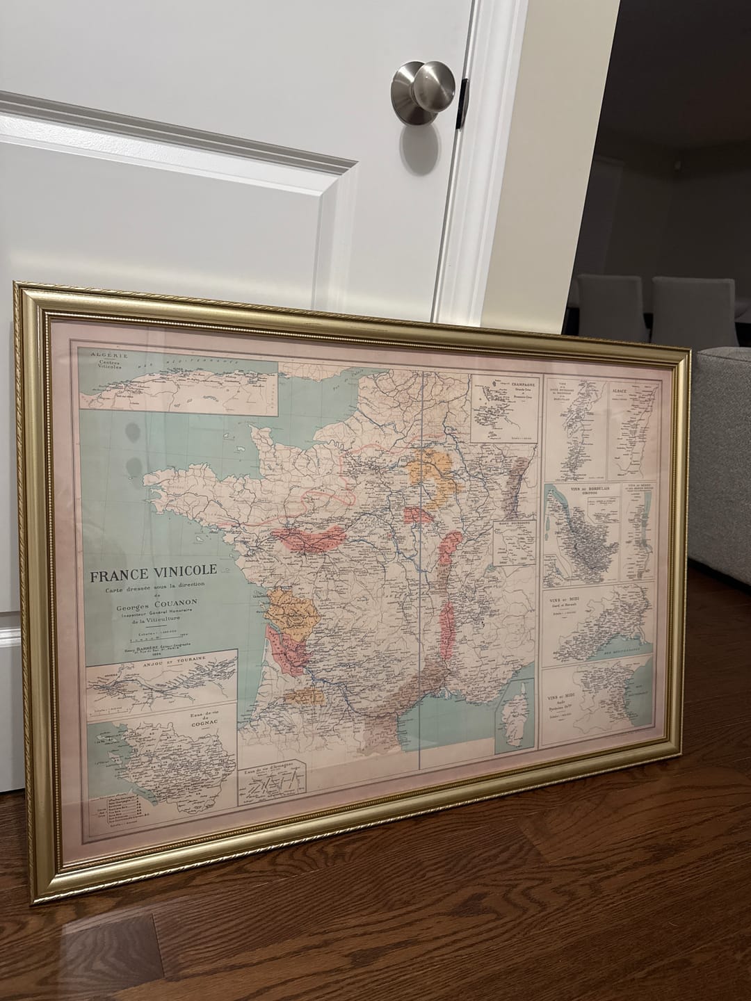 Customer photo review of Old Map of French Wine Growing Regions, 1924 - Bordeaux, Rhone, Champagne, Burgundy, Alsace, Cognac