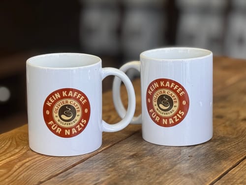 Customer photo review of TassenExpress - Becher Keramik Tasse mit Logo bedruckt 325ml Firmenlogo