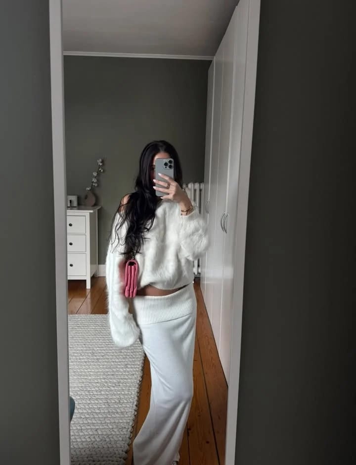 Customer photo review of Meryl Off-Shoulder Mohair Sweater
