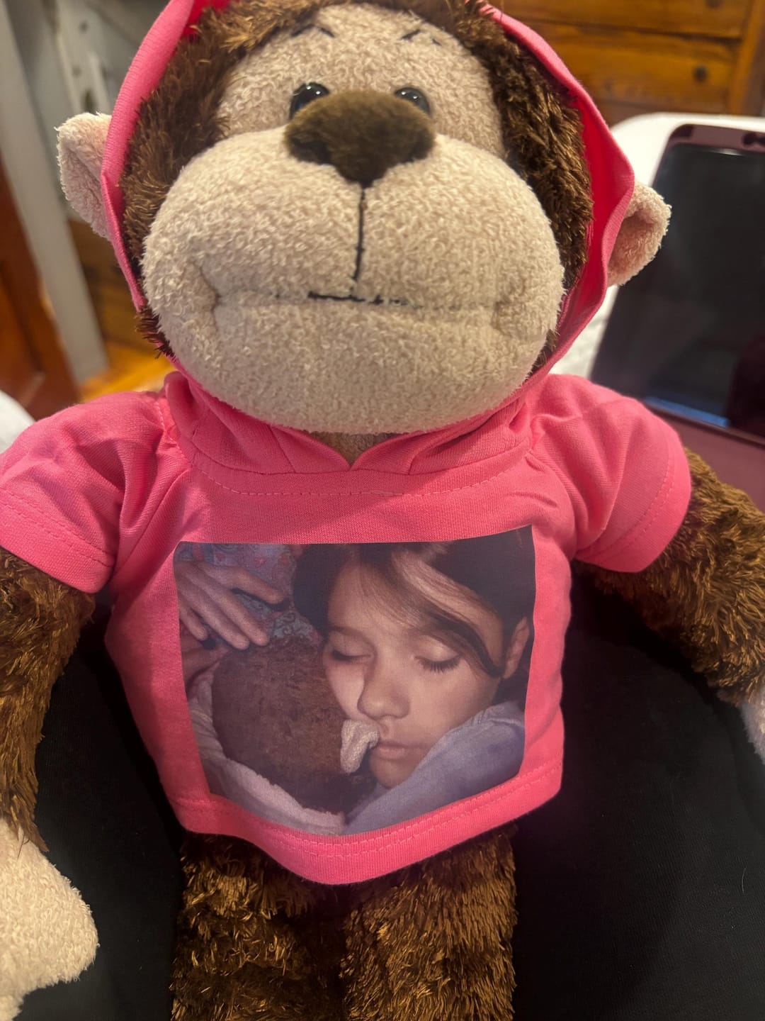 Customer photo review of CUSTOM Plushie HOODIE | Fits BAB and 14 to 16 Inch Stuffed Animals | Teddy Bear Outfit | Plushie Clothing