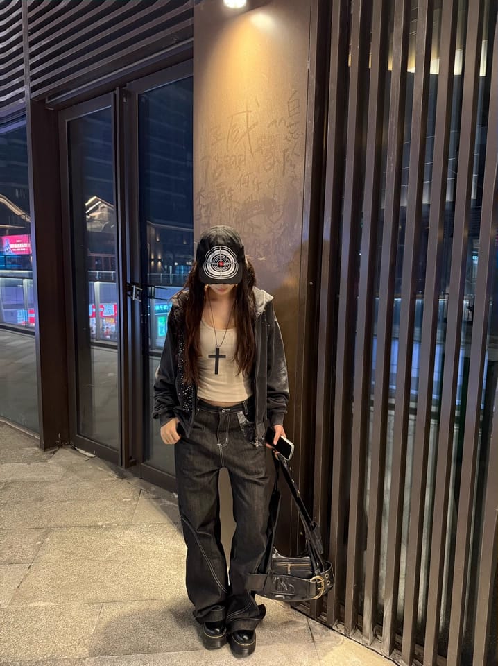 Customer photo review of Aelfric Eden Rhinestone Boxy Zip Up V302 Hoodie