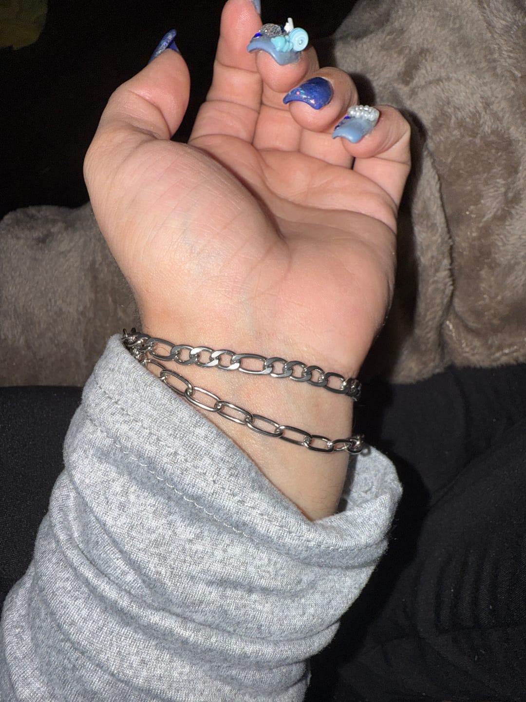 Customer photo review of Paperclip Figaro Bracelet Set