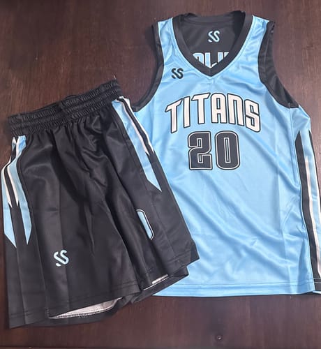 Customer photo review of Custom Black Blue Double Side Sets Design Sportswear Basketball Jersey