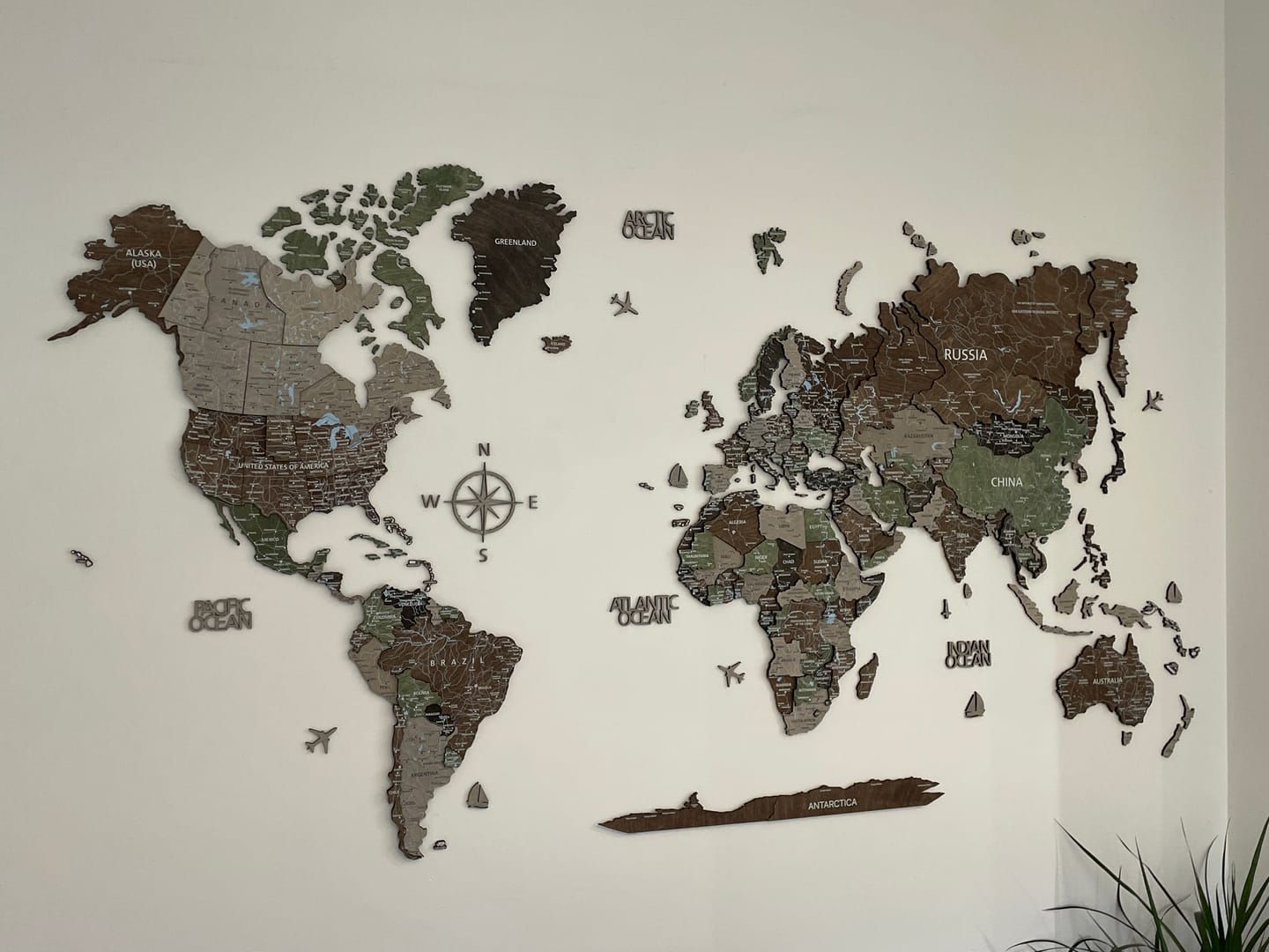 Customer photo review of 3D Wooden World Map Wall Decor -Rustic Style