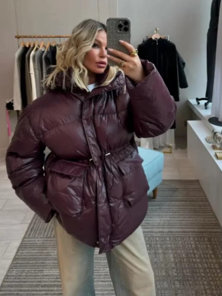 Customer photo review of Charlotte Glossy Puffer Jacket
