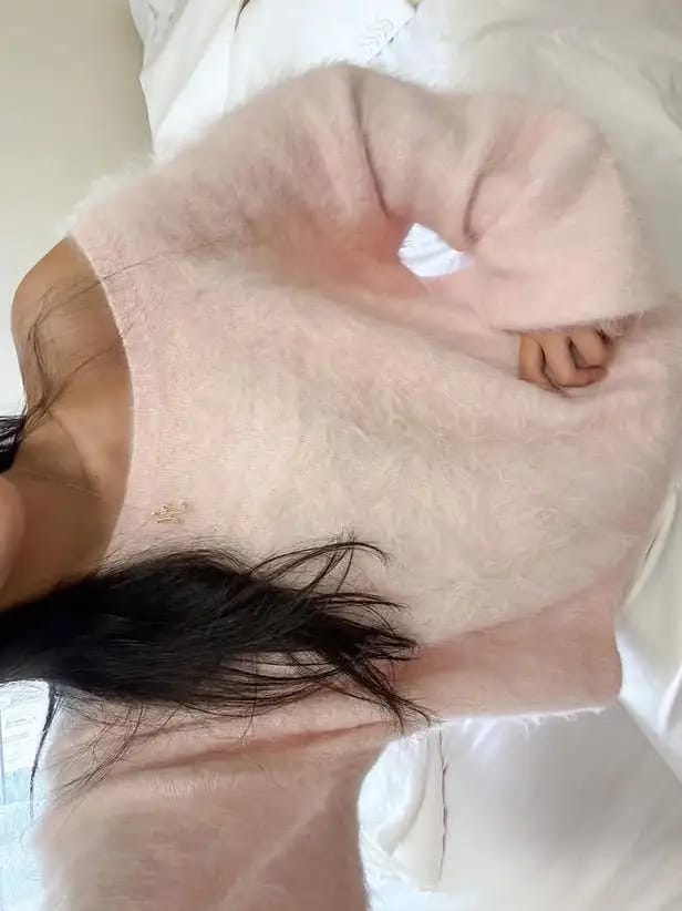 Customer photo review of Meryl Off-Shoulder Mohair Sweater