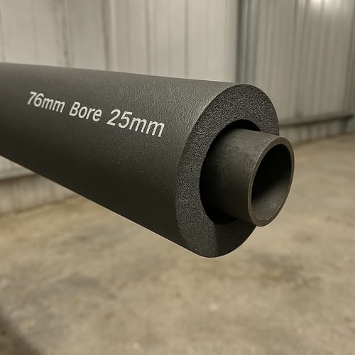 Customer photo review of Pipe Insulation Foam Class O Self-Seal Black 76mm Bore 25mm Wall