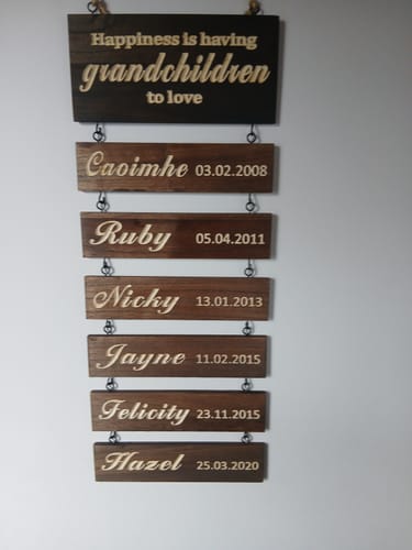 Customer photo review of Personalized Grandkids Hanging Sign | 2024 Version Engraved Design