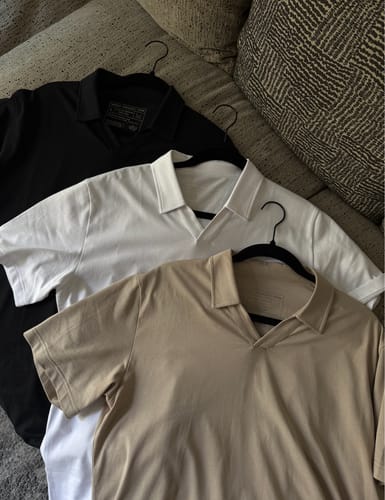 Customer photo review of Short Sleeve V-Polo: Arctic White