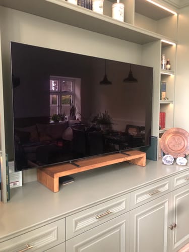 Customer photo review of Rustic Monitor Stand | Wooden Sides