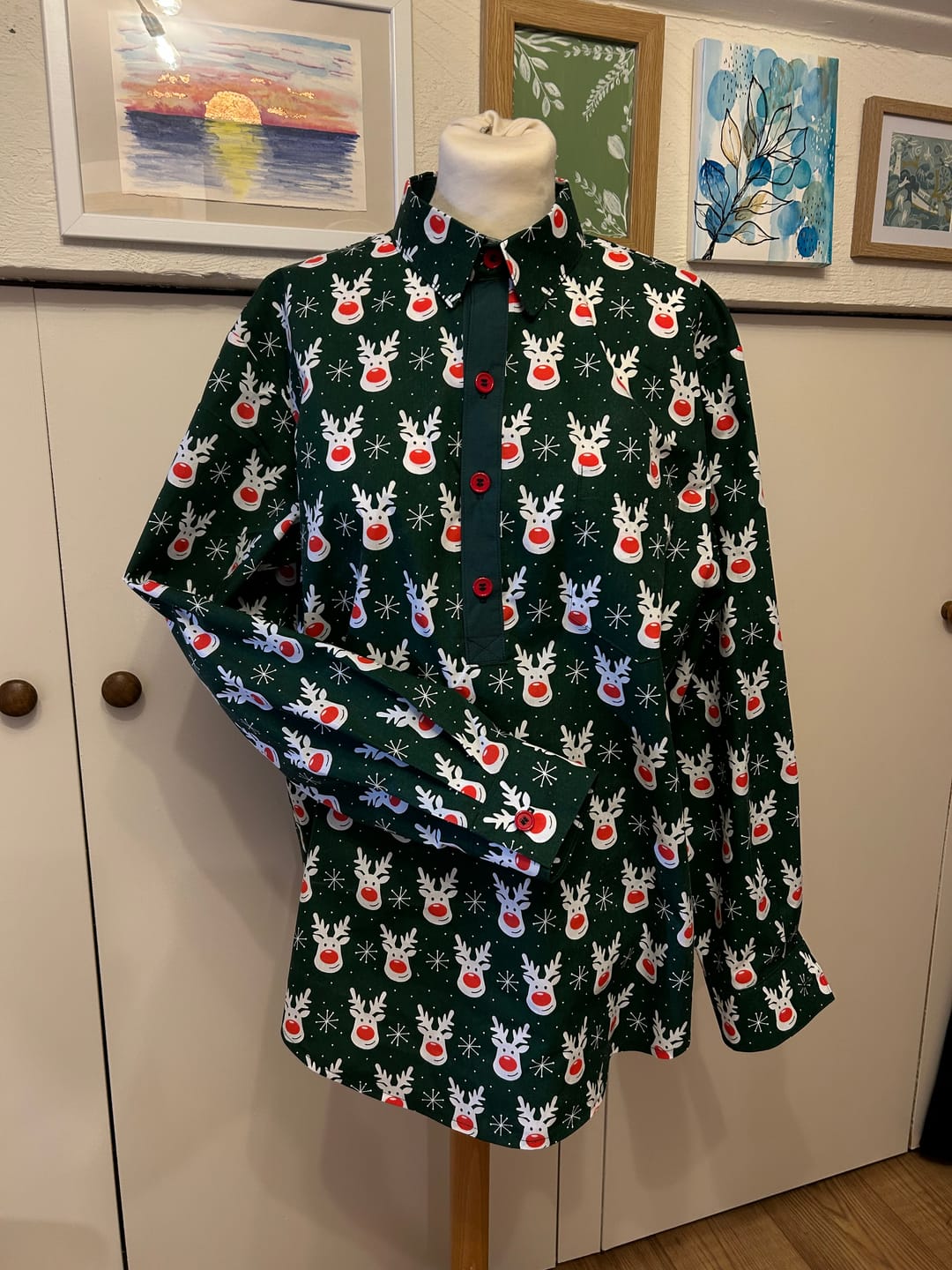 Customer photo review of White Reindeer Faces Polycotton Fabric