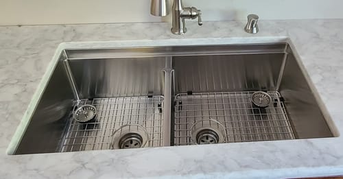 Customer photo review of 34" Large Workstation Kitchen Sink - Double Bowl - Reversible (5LD34C)