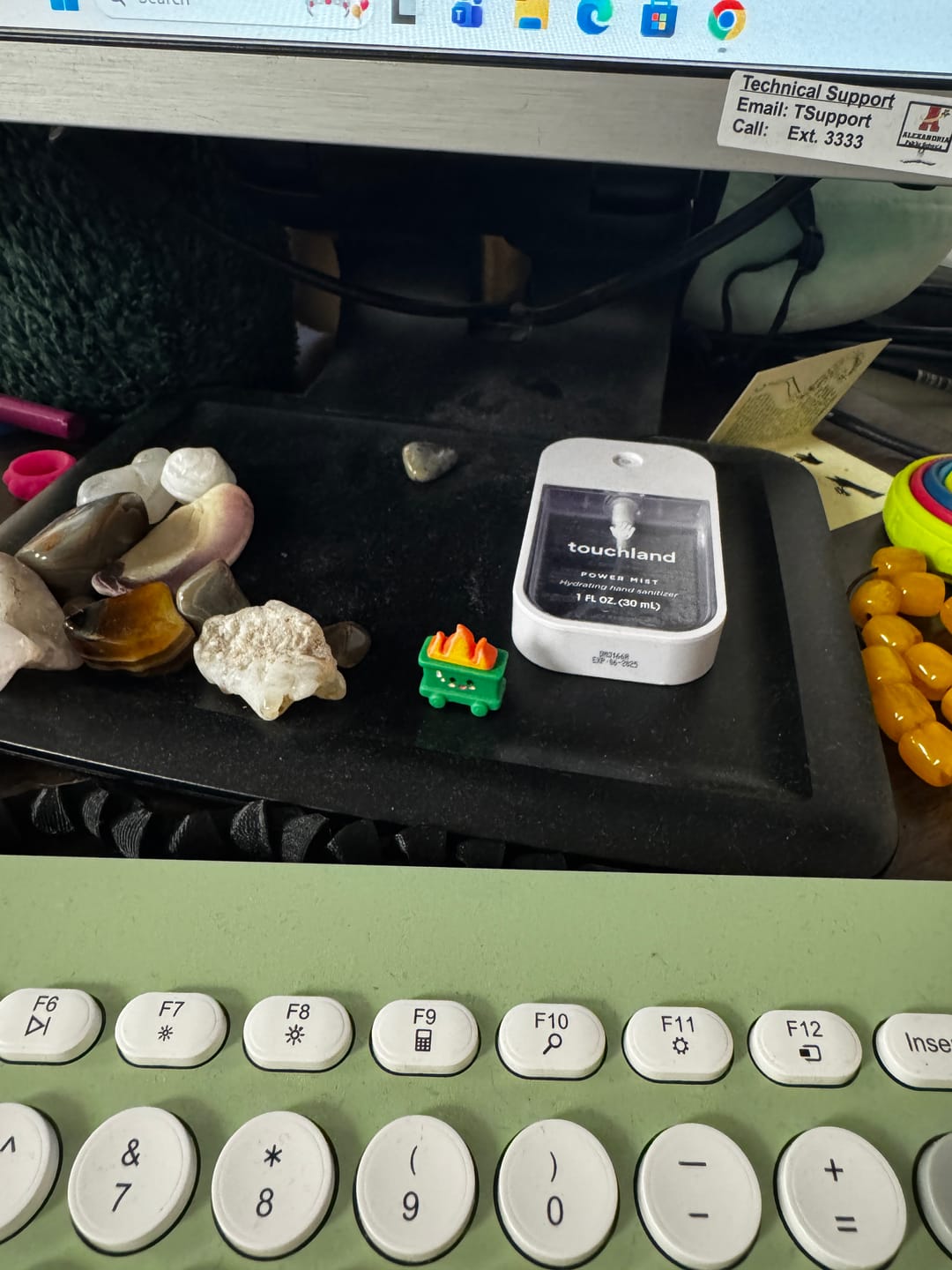 Customer photo review of Green Mini Emotional Support Dumpster Fire