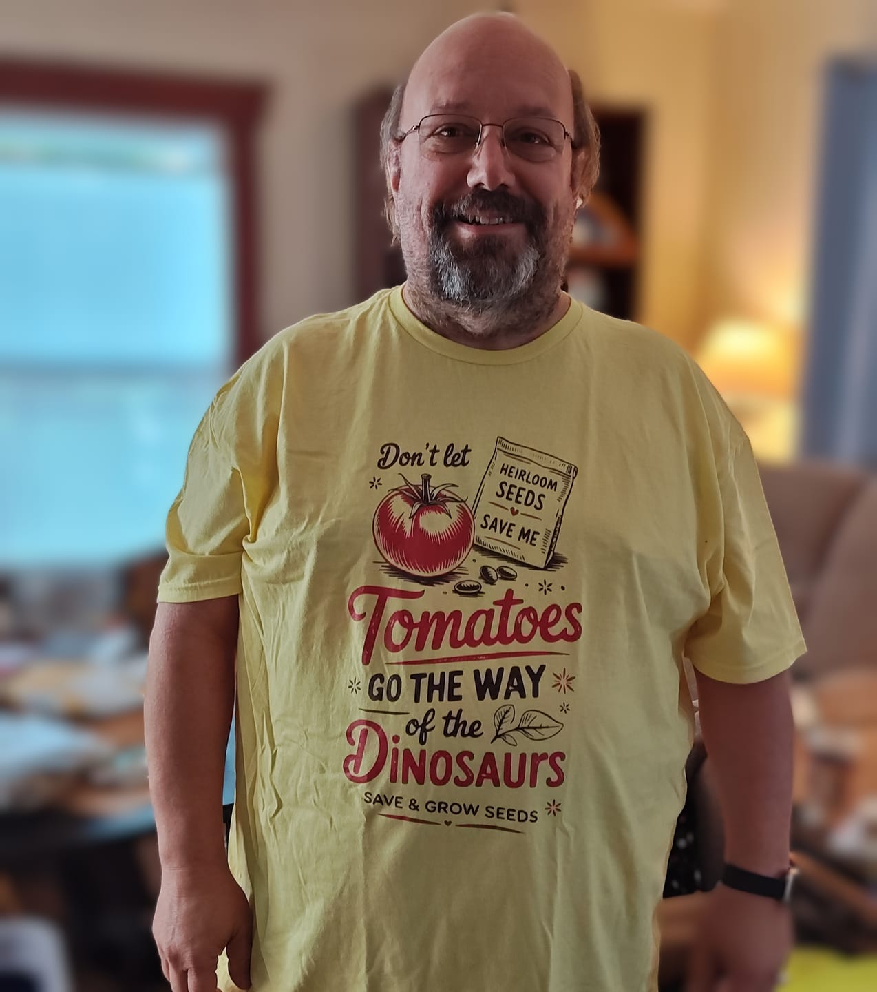 Customer photo review of Save Tomatoes Heirloom Seeds T-Shirt