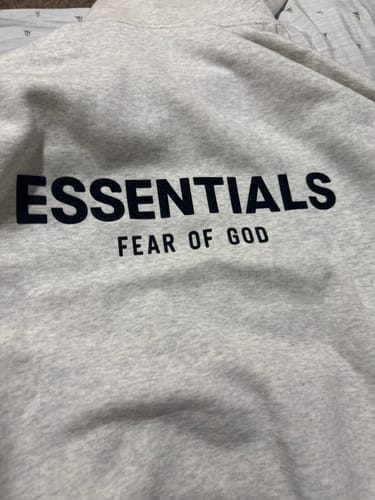 Customer photo review of Essentials Light Oatmeal Velvet Hoodie