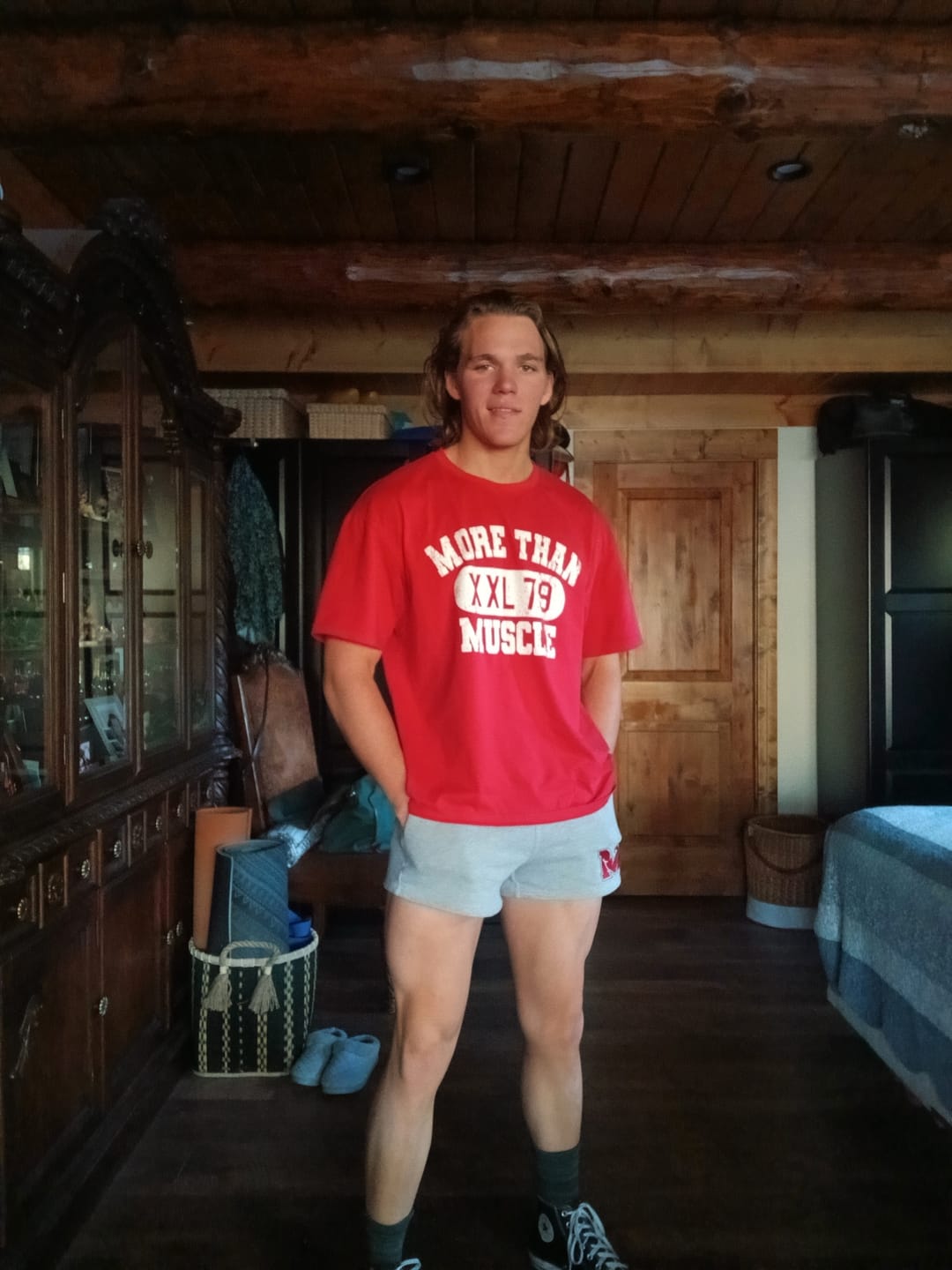 Customer photo review of Relaxed Fit Gym Tee - Red