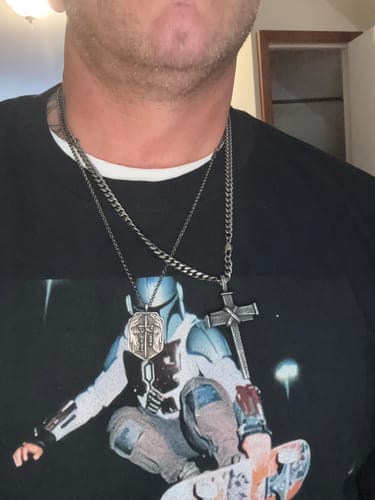 Customer photo review of Nailed to the Cross Galatians 2:20 Necklace - Helps Pair Veterans With A Service Dog Or Shelter Dog