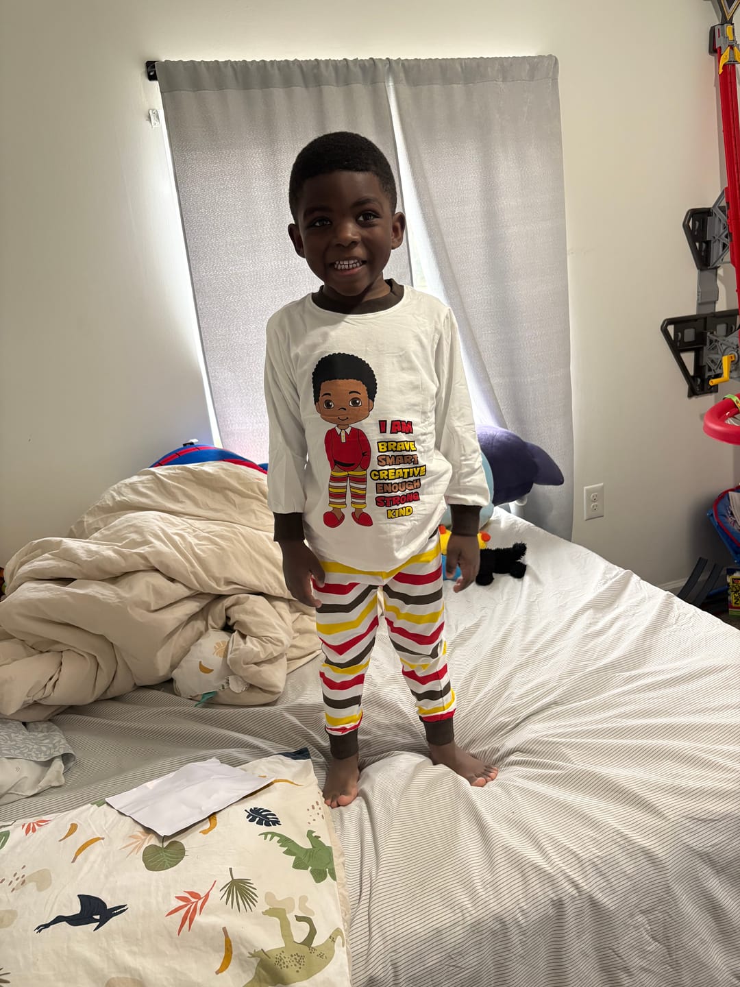 Customer photo review of I AM Affirmations Boys White Pajamas SIZE Toddler 2T - 14