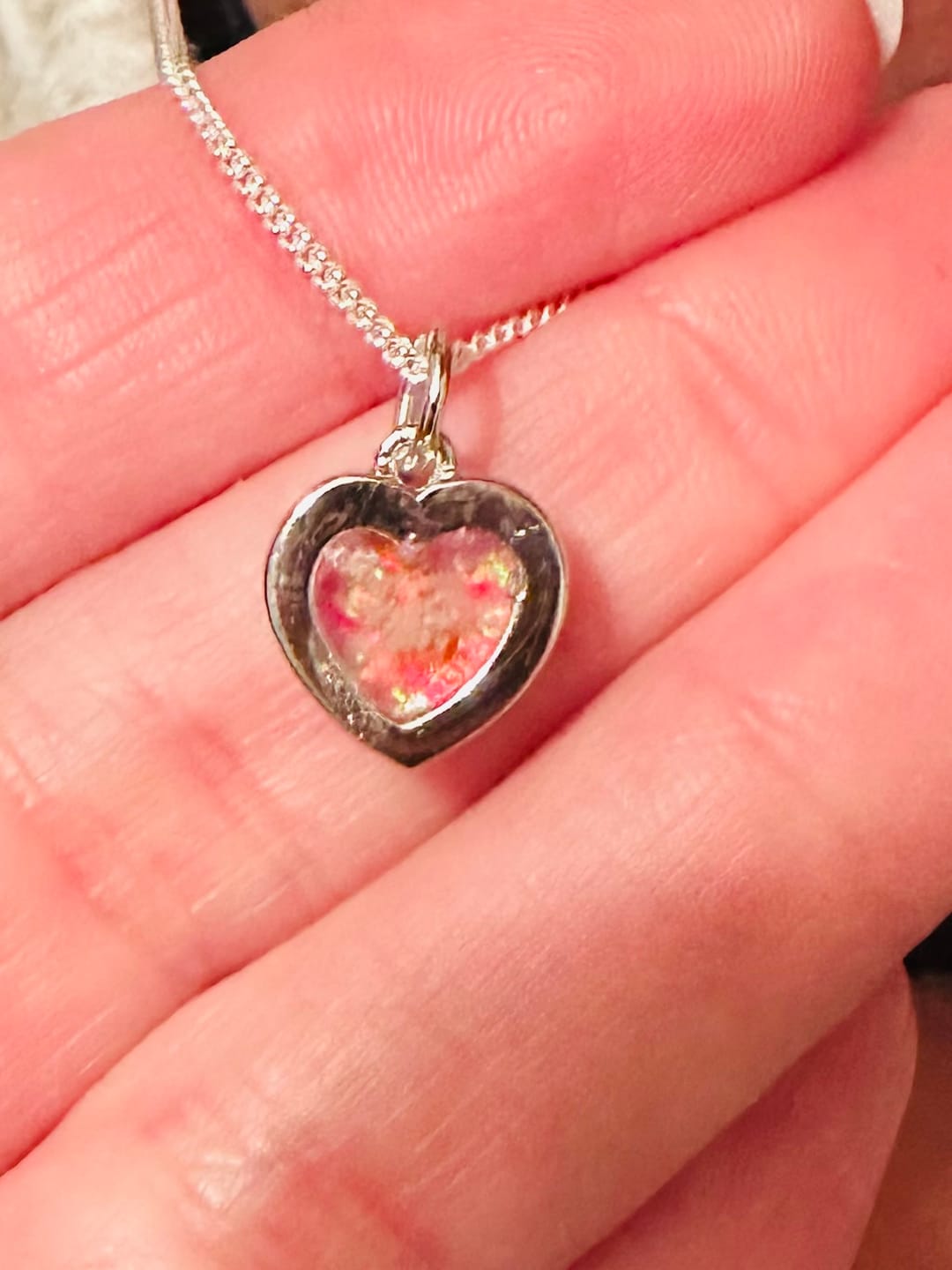 Customer photo review of Dainty Heart Cremation Pendant