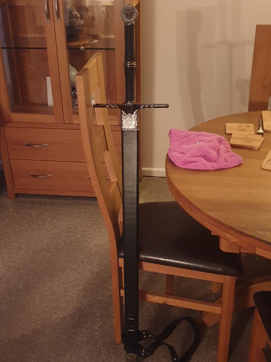 Customer photo review of The Witcher 3 Geralt's Silver Horizontal Guard Wolf Pommel Metal Sword
