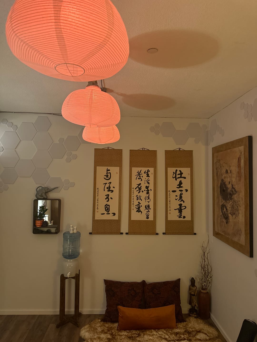Customer photo review of Large Dome Shaped Premium Fine Line Paper Lantern Lampshade, White (18"W x 11"H)