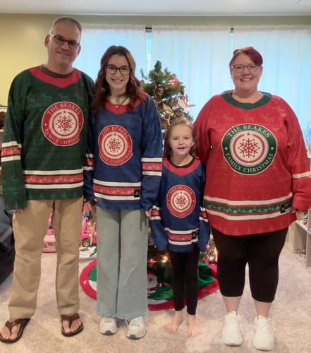 Customer photo review of Family Christmas Custom Hockey Jersey