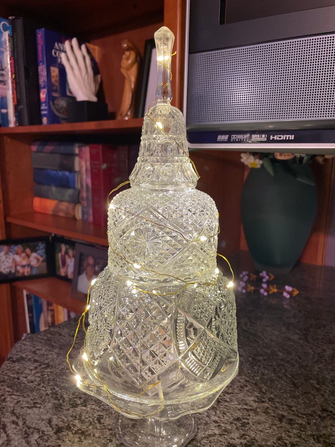 Customer photo review of Elegant Decorative Handheld Glass Bell 1CT: Item is new; Box has minor yellowing due to storage.