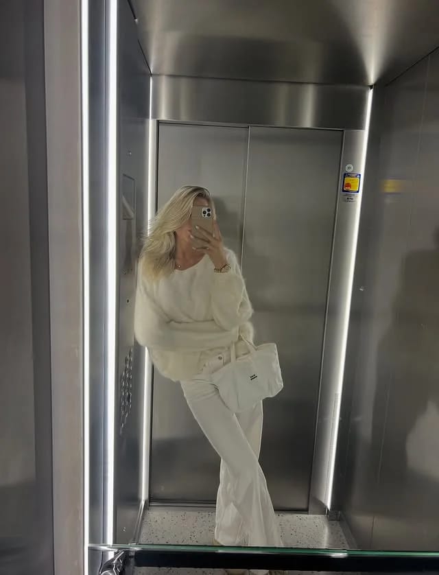 Customer photo review of Meryl Off-Shoulder Mohair Sweater
