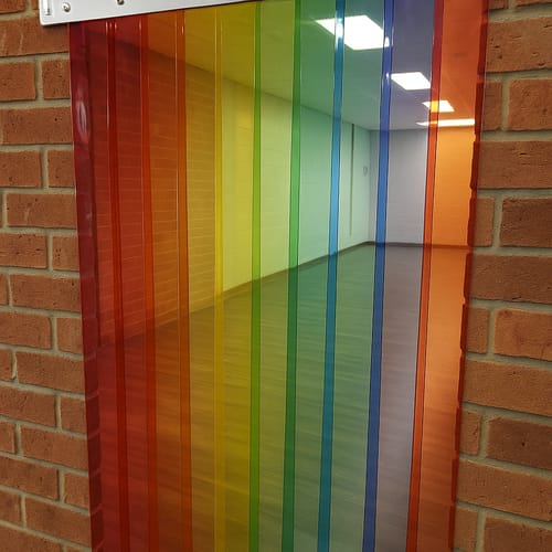 Customer photo review of Transparent Rainbow Nursery Freeflow Curtains (QuickMount) – Safe, Vibrant PVC Partition for Schools & Nurseries, Easy Install, Energy-Efficient