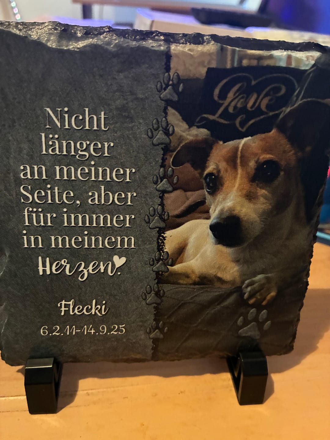 Customer photo review of Für immer im Herzen - Individuelle Schieferplatte