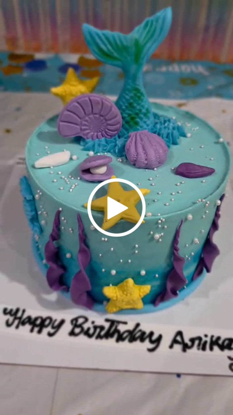 Customer video review of Mermaid Wave Birthday Cake