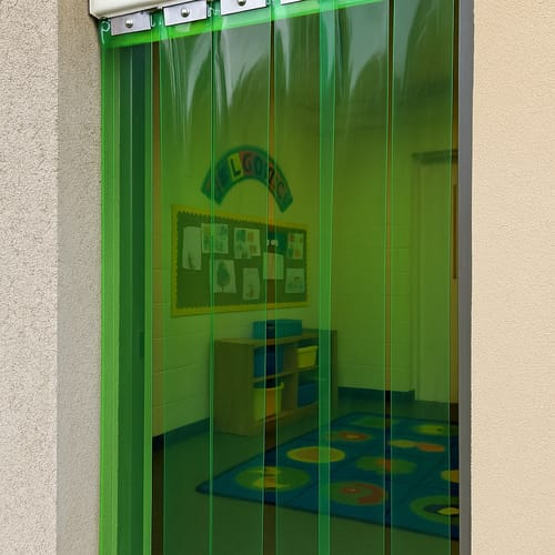 Customer photo review of Transparent Green Nursery Freeflow Curtains (QuickMount) Child-Safe PVC Strip, Easy Access, Energy-Saving, Ideal for Schools & Nurseries