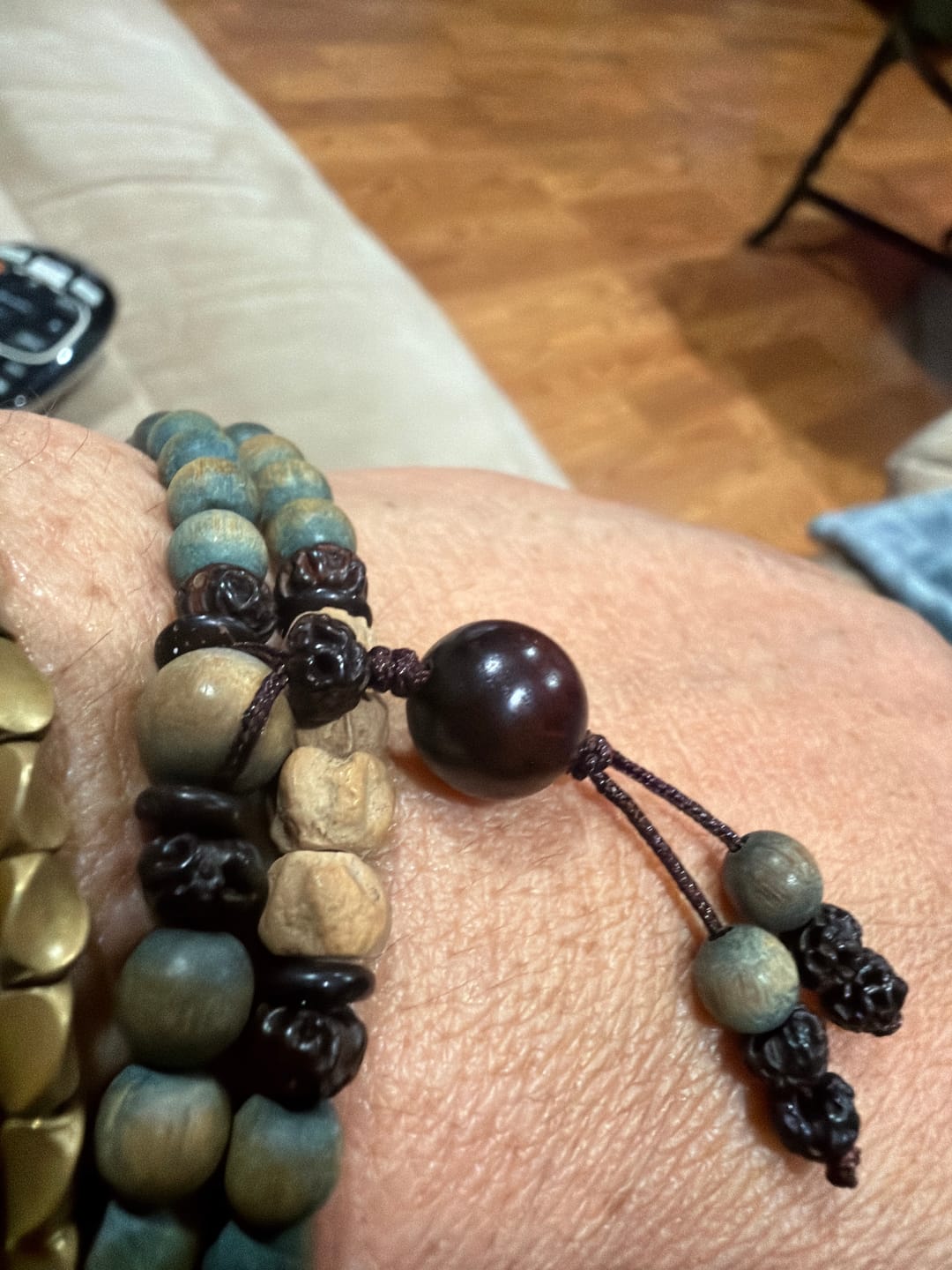 Customer photo review of Natural Green Sandalwood Double Wrap Mala Bracelet - Aromatic Tranquility
