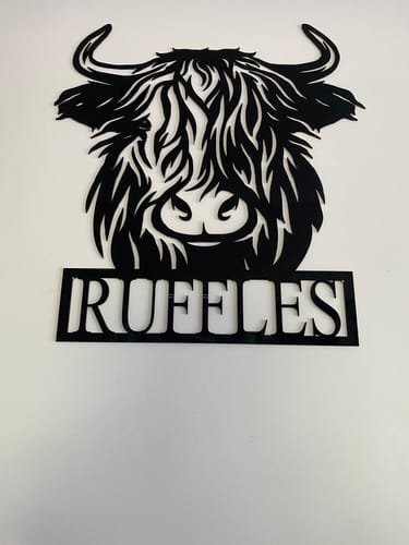 Customer photo review of Personalised Highland Cow Wall Art