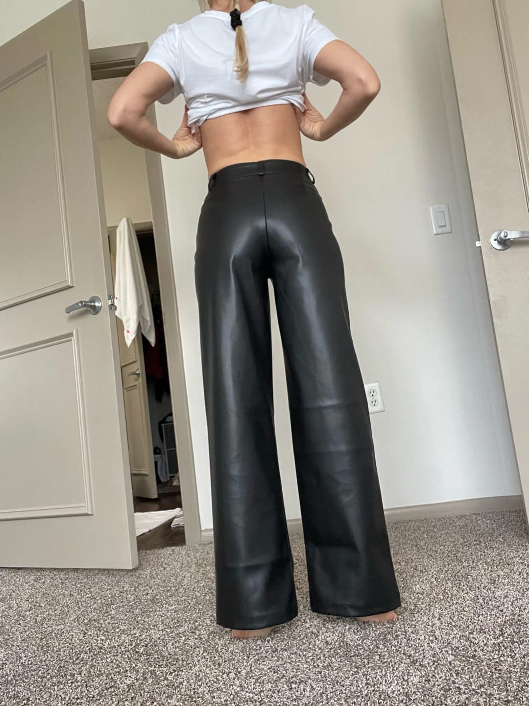 Customer photo review of Giselle High Waisted Leather Pants