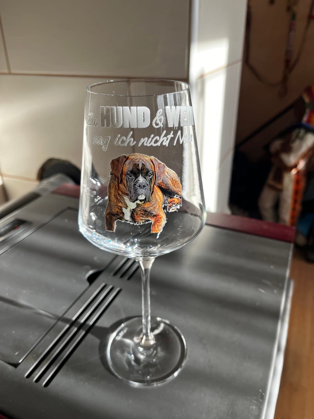 Customer photo review of Zu Hund und Wein sag ich nicht nein - Individuelles Weinglas