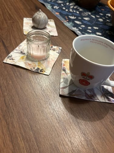 Customer photo review of Meadow Linen Coasters Set of 4