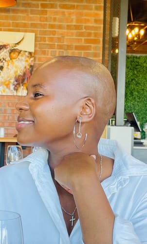 Customer photo review of Silver Era Drop Hoops