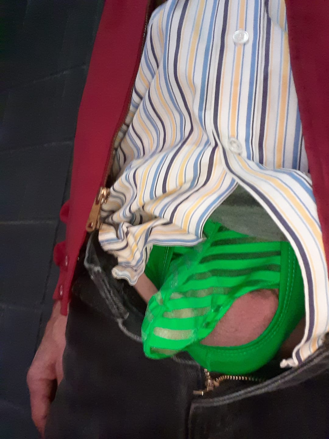 Customer photo review of Men’s Sexy Striped Hollow Jockstrap With Separate Pouch