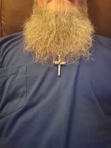 Customer photo review of Nailed to the Cross Galatians 2:20 Necklace - Helps Pair Veterans With A Service Dog Or Shelter Dog