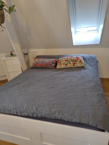 Customer photo review of Forest Green Linen Duvet Cover