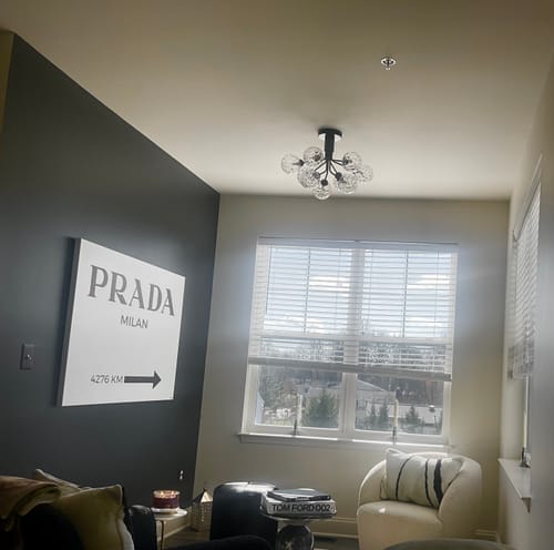 Customer photo review of Modern 9-Light Hammered Glass Sputnik Semi-Flush Mount