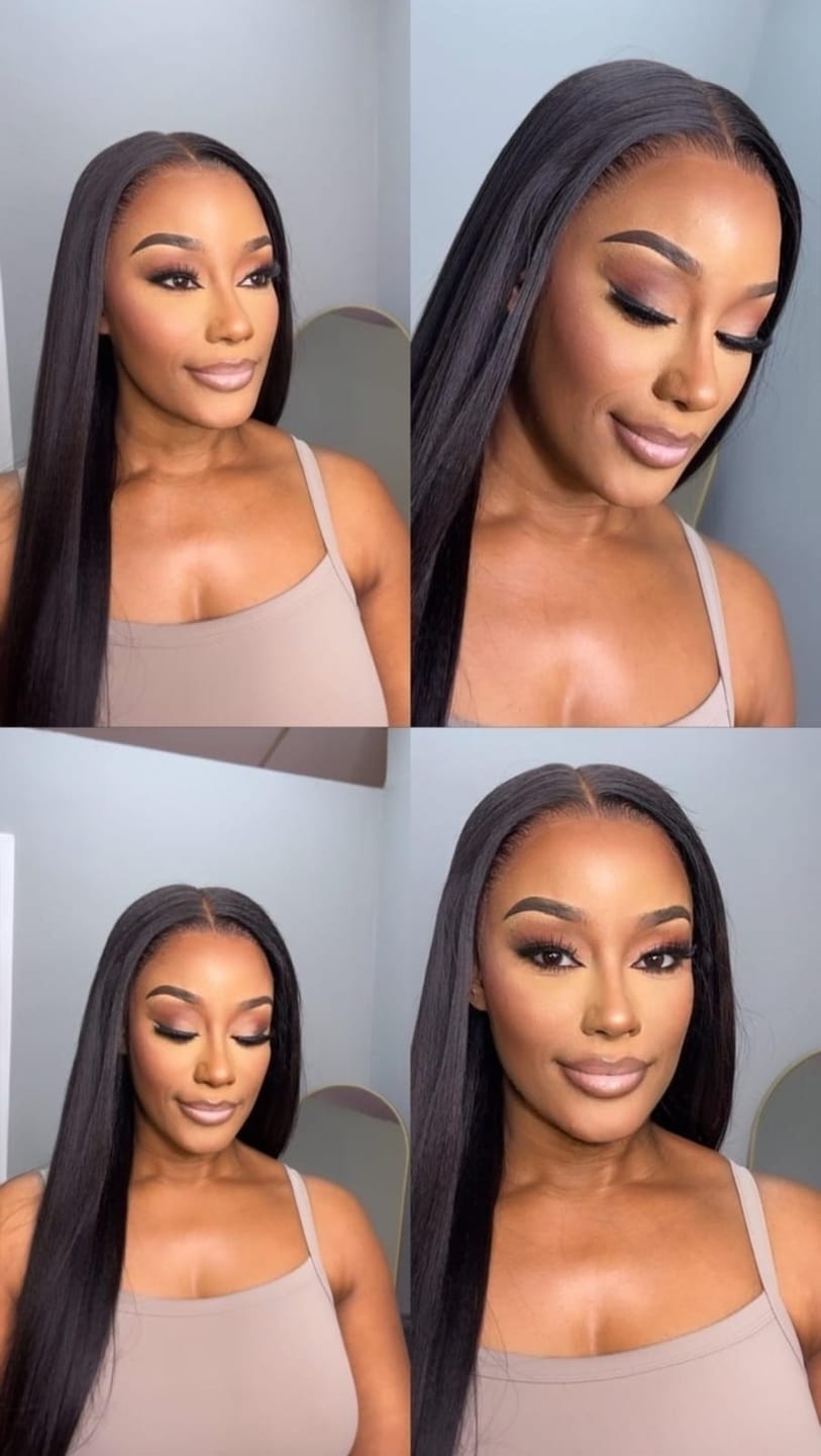 Customer photo review of Yaki Straight Human Hair 13x6 Lace Front Wig AFB68
