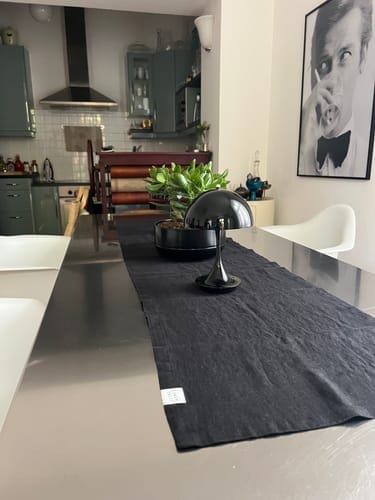 Customer photo review of LIMITED EDITION Black Linen Table Runner