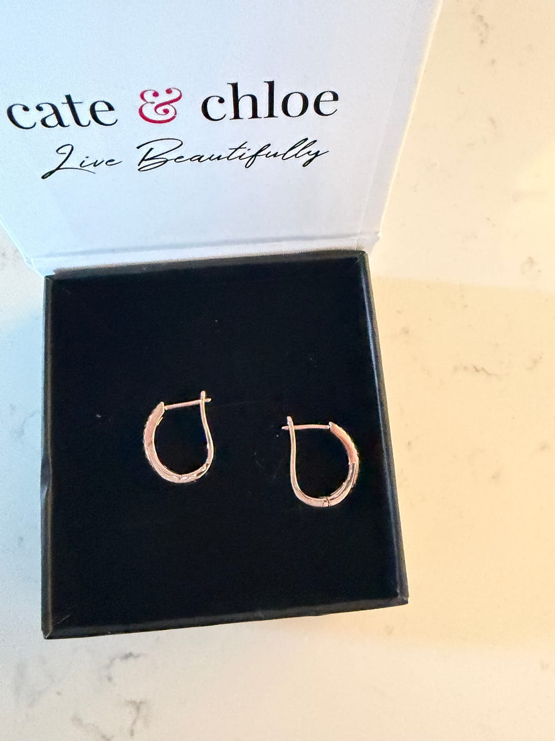 Customer photo review of Amaya 18k White Gold Plated 16mm Twisted Hoop Earrings with Swarovski Crystals